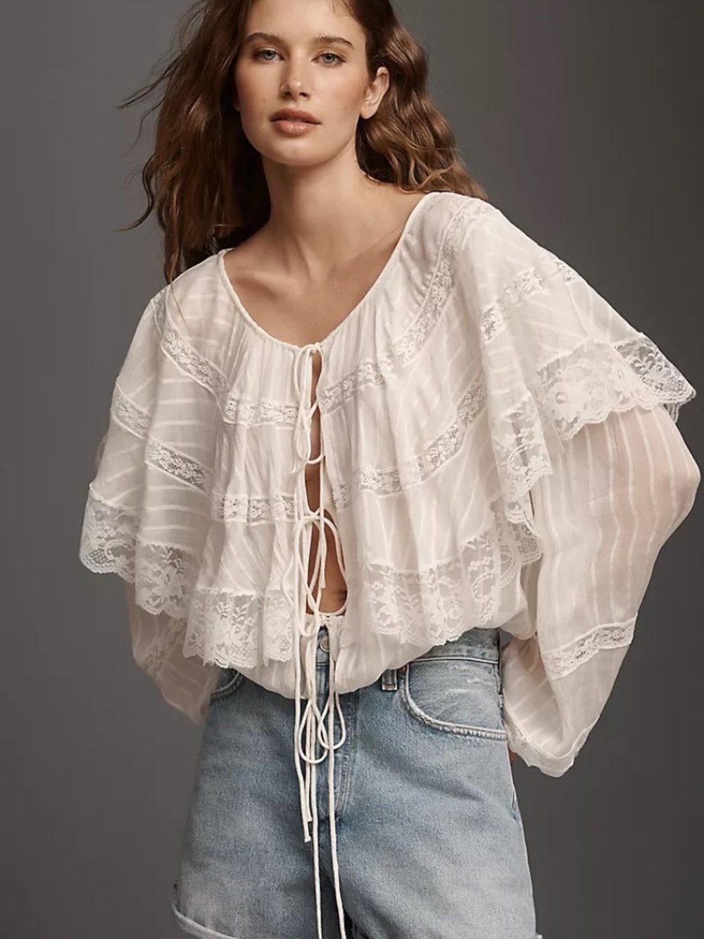 For Love & Lemons Horizon Front Tie Blouse | White | S | NWT